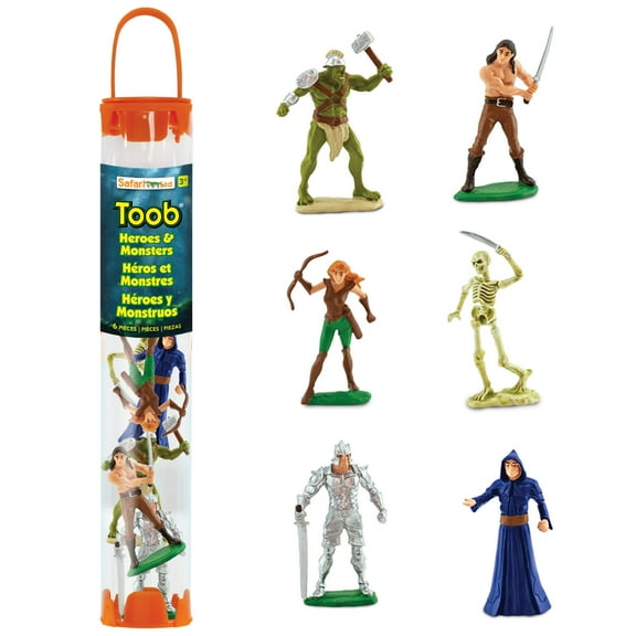 Safari Ltd. Heroes & Monsters Designer TOOB - 6 Mini Fantasy Figurines - Fantasy Toy Set for Boys, Girls, & Kids Ages 3 