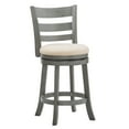 thumbnail image 2 of Weston Home Shapel Ladder Back 24"H Swivel Counter Height Stool, Antique Grey Finish, Beige Linen, 2 of 6