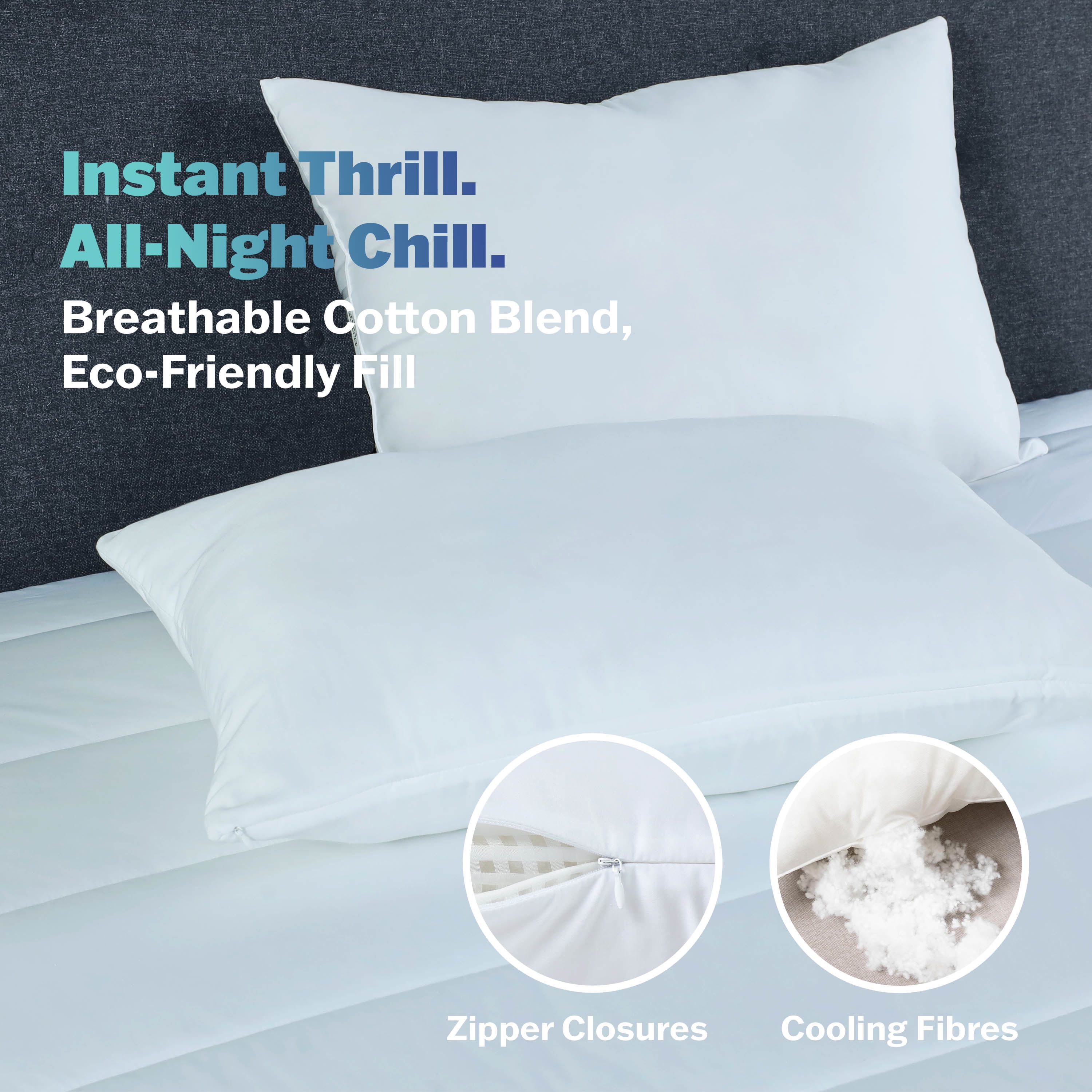 Martex brrr° Standard Down-Alt Pillow | Cooling Soft Adjustable Support | White