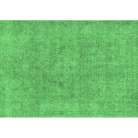 Ahgly Company Indoor Rectangle Abstract Emerald Green Modern Area Rugs, 2' x 3'