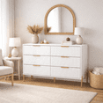 thumbnail image 3 of Farmhouse 6-Drawer Dresser, Rustic Wooden Chest of Drawers with Metal Handles, Wide Storage Dresser TV Stand for Bedroom, Antique Gray, 3 of 7