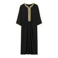 thumbnail image 2 of Dpytoraw Men's Arab Long Sleeve Embroidered Thobe Traditional Middle Robe For Muslim Wear Elegant Dress Long Robe With Pockets Men’s Linen Shirts, 2 of 3
