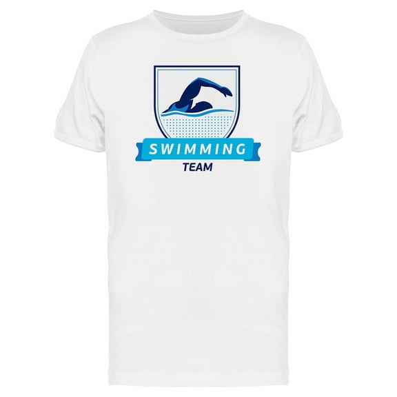 Smartprints Mens Graphic Tee - Swimming Team Shield - Regular Fit 100% Cotton