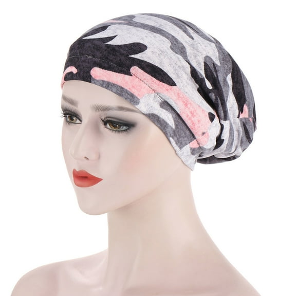 Herrnalise Women Print India Hat Muslim Ruffle Chemo Hat Beanie Wrap Cap
