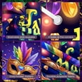 thumbnail image 4 of Golden Mask Mardi Gras Banner Colorful Feathers Carnival Backdrop Bead Decoration Accents Masquerade Background for Carnival Party Masquerade Ball Festival Celebration, 4 of 9