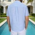thumbnail image 5 of cfhntfmh Mens Summer T-Shirts V Neck Casual Golf Shirt Striped Soft Linen Top Short Sleeve Casual Tee Tops Vacation Shirts, 5 of 7