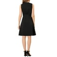 thumbnail image 3 of Allegra K Women's Solid Sleeveless V Neck Summer Midi Button Front Tie Waist Midi Dress, 3 of 6