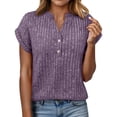 thumbnail image 2 of Kelon Short Sleeve Blouses for Women V Neck Button Sweaters 2026 Casual Summer Tshirt Fashion Beach Vacation Clothes, L, 2 of 6