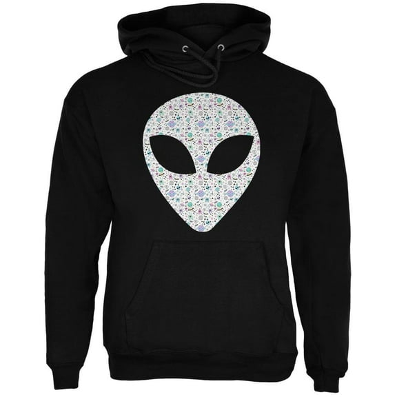 Alien Head Outer Space Elements Mens Hoodie Black MD