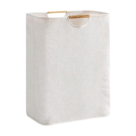 Laundry Hamper 15.75X12X12 Inch Collapsible Linen Storage Basket with Wooden Handles Large Capacity Waterproof Clothes Organizer Bin for Bathroom Bedroom Toy Storage