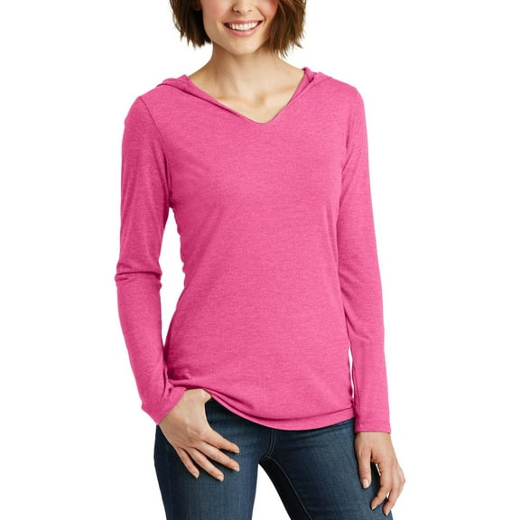 JustBlanks Women's Perfect Tri Long Sleeve Hoodie, Fuchsia Frost, 4XL