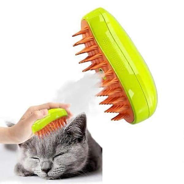 3-in-1 Self-Cleaning Cat Brush - Steaming Massage Brush for Cats, Pet Hair Cleaner and Remover, Multi-functional Hair Comb to Remove Tangled and Loose