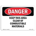 thumbnail image 1 of SignMission OS-DS-D-35-L-2386 OSHA Danger Sign - Keep This Area Clear of Combustible Materials, 1 of 1