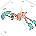 thumbnail image 3 of 3dRose, Funky cute pink flamingo holding an umbrella and wearing rain boots, 13x13 Wall Clock, 3 of 8