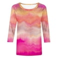 thumbnail image 4 of Htigea Fashion Tie-Dye T-shirt for Women 2025 Clearance Summer 3/4 Sleeve Loose Fit Tunics Tops Plus Size Loose Fit Crewneck Pullover Teen Girl Outdoor Blouse, 4 of 5