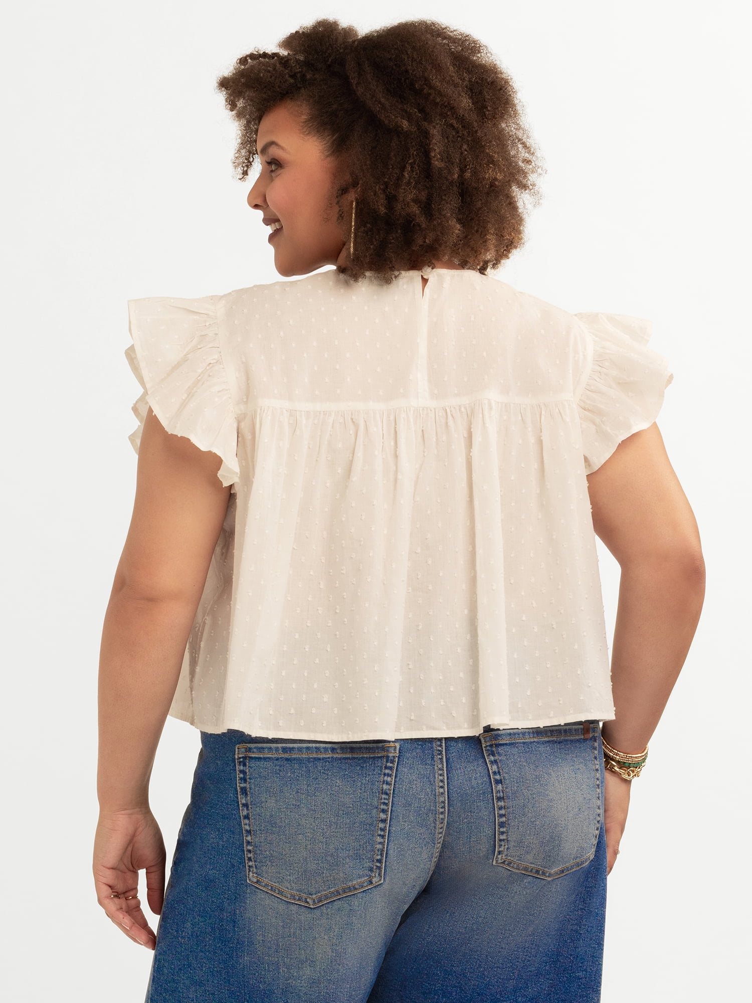 Jessica Simpson Women's and Women's Plus Chandler Flutter Sleeve Top, Sizes XS-4X