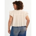 thumbnail image 3 of Jessica Simpson Women's and Women's Plus Chandler Flutter Sleeve Top, Sizes XS-4X, 3 of 6