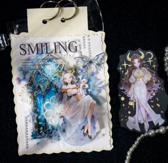 3-Piece - Original Character Stickers, Twelve Constellation Goddess Record Series, Journal Material, Film Cutting Sticker Pack