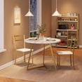 thumbnail image 1 of Round dining mesa set para 2: kitchen mesa con 2 forrado sillas, 3-piece circle dining mesa set para kitchen, apartment small spaces - marble blanca, 1 of 6