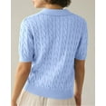 thumbnail image 3 of Sherrylily Women Cable Short Sleeve Sweaters Tops V Neck Knit Casual Pullover Shirt, 3 of 4
