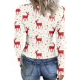 thumbnail image 6 of Womens Tops Christmas Long Sleeve Going Out Ribbed Fitted Slim Novelty Xmas Reindeer Print Tee Blouses Spring Fall Trendy Party Casual Round Neck Undershirts, 6 of 6