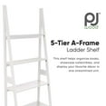 thumbnail image 2 of PJ Wood 5 Tier Wooden Ladder Shelf Organizer Bookcase Display Stand for Home Office, White, 2 of 9