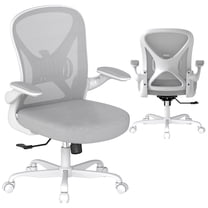 Office Desk Chairs, Ergonomic PC Desk Chair with Wheels, Adjustable Lumbar Support and Height Swivel Computer Chair with Flip-up Armrests