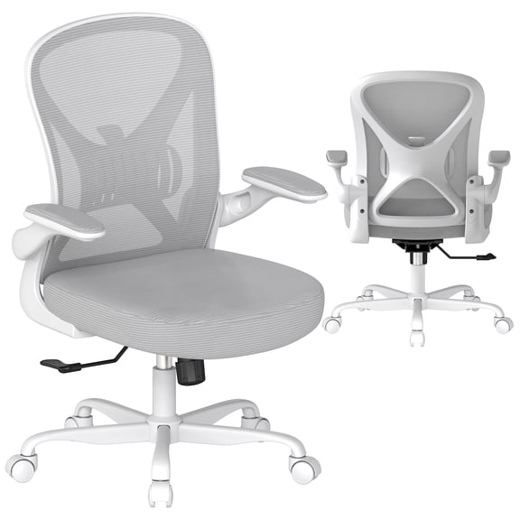 Office Desk Chairs, Ergonomic PC Desk Chair with Wheels, Adjustable Lumbar Support and Height Swivel Computer Chair with Flip-up Armrests
