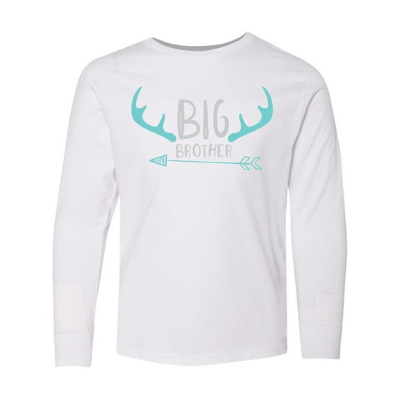 Inktastic Big Brother, Deer Antlers, Arrow - Blue Gray Long Sleeve Youth T-Shirt