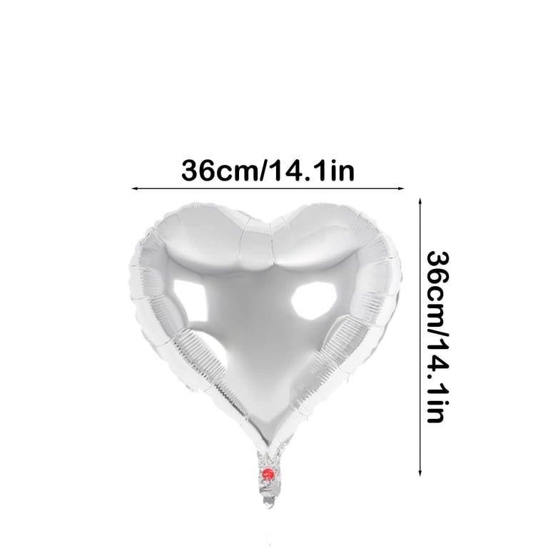 20-Pack White Heart Foil Balloons – 18 Inch Mylar Heart Balloons For Weddings, Birthdays, Parties