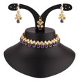 thumbnail image 3 of Efulgenz Indian Jewelry Set Antique Vintage Bollywood Blue Crystal Choker Kundan Necklace and Dangle Earrings with Maang Tikka Ethnic Traditional Wedding Bridal Jewelry Sets for Women, 3 of 6