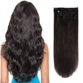 thumbnail image 1 of Clip in Hair Extensions Real Human Hair 14 Inch Natural Black #1B Color Double Weft 100% Remy Human Hair Thick Long Soft Silky Straight 4pcs 10clips for Women 60grams, 1 of 1