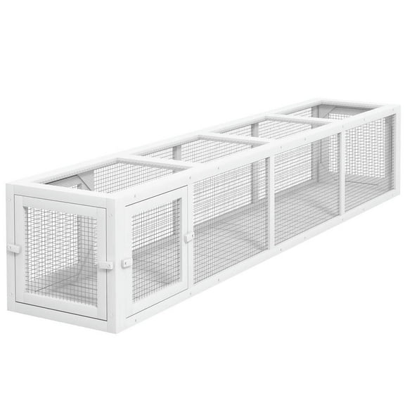 Spaco Wooden Cat Run with Weather Protection, Connecting Inside and Outside, 79"L x 15"W x 15"H Animal Tunnel, White