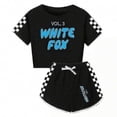 thumbnail image 2 of Kids White Girls Foxes T-shirt Short Sleeve T-Shirt + Shorts Set, 2 of 2