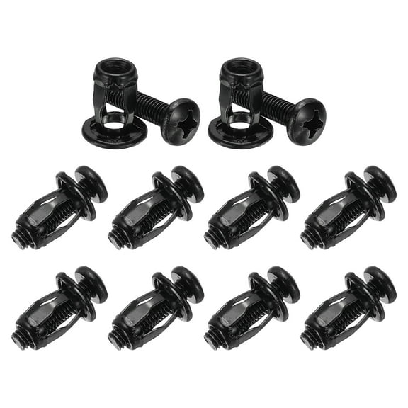Uxcell 10-Pack M6 x 20 Hollow Door Anchor Set, Petal Nuts Expansion Screw Jack Nut for Hollow Wall[Black]