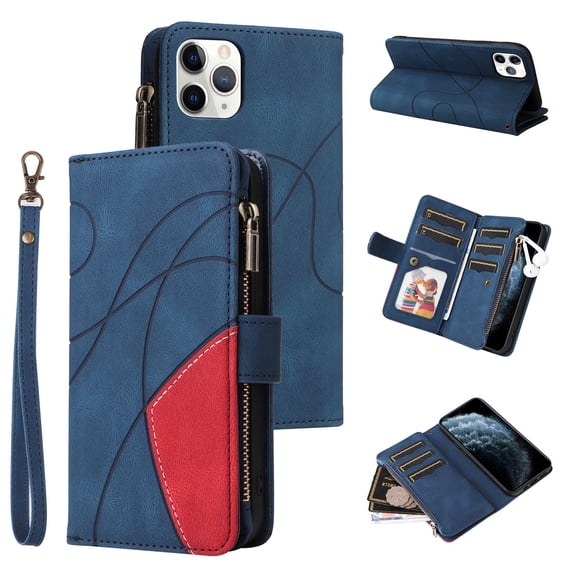 Wallet Case for iPhone 11 Pro Max, PU Leather 9 Card Slots with 1 Zipper Storage Bag Shockproof Cover for iPhone 11 Pro Max