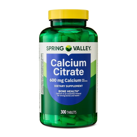 Spring Valley Calcium Citrate Dietary Supplement Tablets for Bone Health, 600 mg, 300 Count