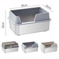 thumbnail image 5 of KUNWU Stainless Steel Cat Litter Box 20"x 14"x 8" With Enclosure Lid, Easy Clean, Never Absorbs Odor, Semi-Closed Cat Litter Box with Scoop, Anti Flash White, 5 of 12