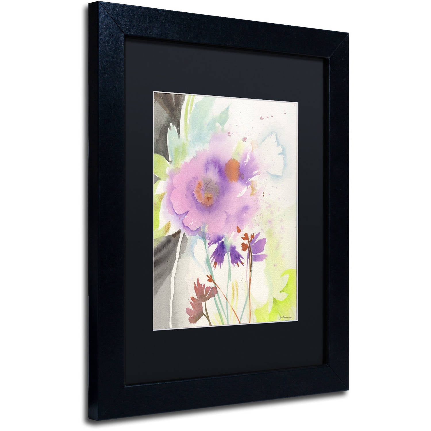 Trademark Fine Art "Mauve Garden Shadows" Canvas Art by Sheila Golden, Black Matte, Black Frame