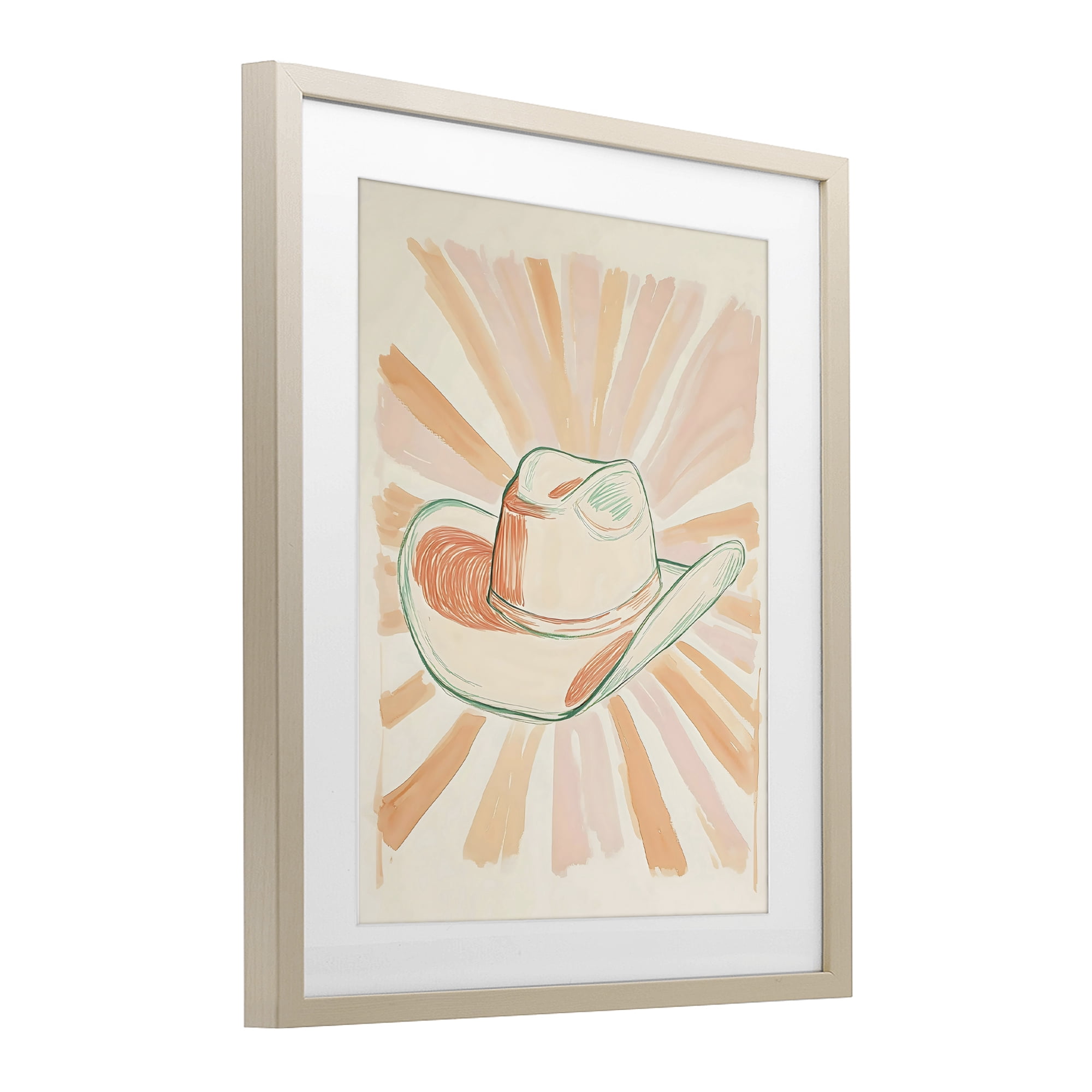 Stupell Industries Sunburst & Cowboy Hat Birch Framed Print Under Glass, design by The Prints Vibe