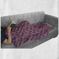 thumbnail image 5 of Floral Soft Flannel Fleece Blanket, Poppy Petals Romantic Bouquets Meadow Blooms Rural Beauty on Dark Ceil Blue, Cozy Plush for Indoor and Outdoor Use, 50" x 60", Magenta Vermilion, by Ambesonne, 5 of 5