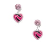 thumbnail image 2 of Delight Jewelry Silvertone Hot Pink Zebra Print Heart Pink Crystal Clip on Earrings, 2 of 5