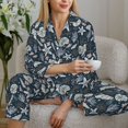 thumbnail image 5 of KLL Sea Shells 1 Print Women's Long Sleeve Pajamas with Pants Sleepwear Loungewear 2 Set-Large, 5 of 7