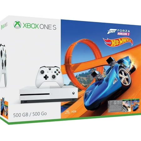 Microsoft Xbox One S 500GB Forza Horizon 3 Hot Wheels Bundle, White, (Best Steering Wheel For Xbox One Forza 6)