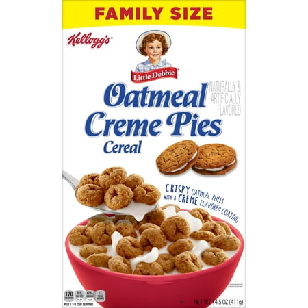 Kellogg's Little Debbie Oatmeal Creme Pie Cold Breakfast Cereal, 14.5 oz