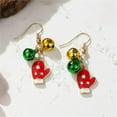 thumbnail image 3 of Red Green Christmas Drop Dangle Earrings for Women Gold-Toned Long Chain Jingle Bell Wreath Snow Santa Claus Round Ball Dangling Fish Hook Studs Earring Funny Xmas Holiday Jewelry, 3 of 11
