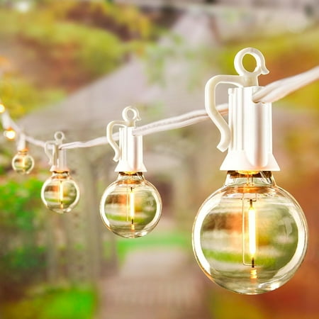 

25 Feet LED Outdoor String Lights with Shatterproof G40 Edison Bulbs Connectable and Weatherproof Strand Commercial Grade Patio Lights for Backyard Garden Patio Decorative White