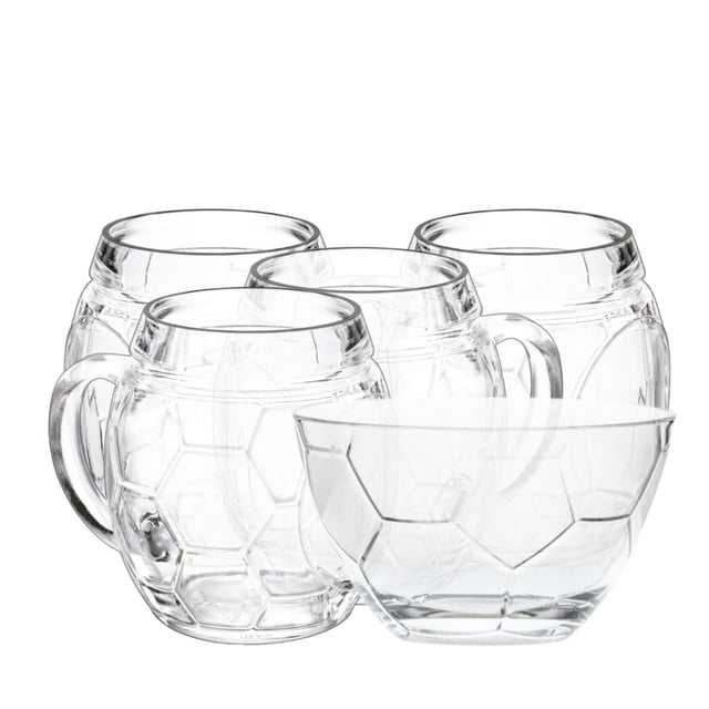 Set Futbol Soccer. Juego De 4 Tarros Y Bowl De Vidrio