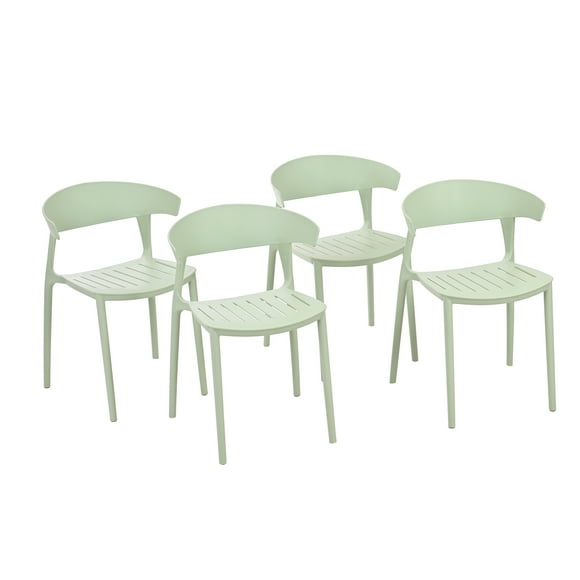 Set 4 Sillas Comedor EKE LIFE HOME Apilables Plástico Interior Exterior Verde