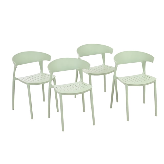 Set 4 Sillas Comedor EKE LIFE HOME Apilables Plástico Interior Exterior Verde